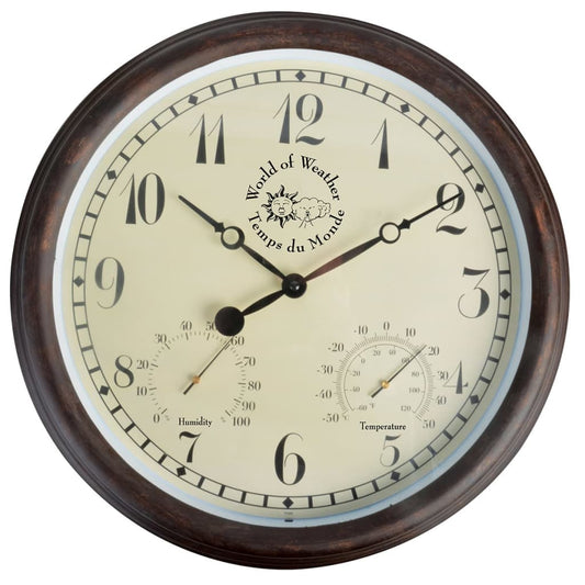 Bahnhofsuhr mit Thermometer und Hygrometer 30,5 cm TF008