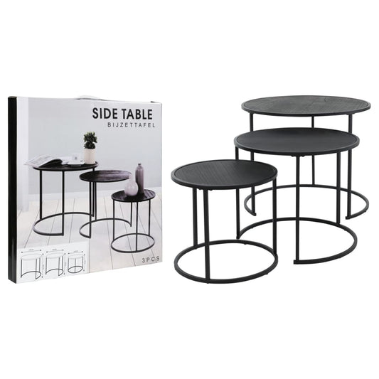 3-tlg. Beistelltisch-Set Schwarz